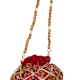 Traditional Handmade Cotton Red Potli Bag with Beads and Mirror Work